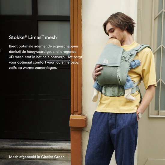 Stokke Limas Mesh, Anthracite - Porte-bébé respirant fabriqué à partir de tissus de haute qualité - Convient aux bébés à partir d'un mois / de 4 à 15 kg - Comprend une pochette amovible pour les affaires indispensables