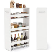 Chariot de cuisine Coast - étagère étroite à niches sur roulettes - 4 niveaux - blanc - 47,5 x 20 x 80,5 cm