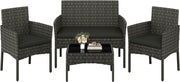 Ensemble de mobilier de jardin Yaheetech 4 pièces - banc, deux chaises et une table - gris