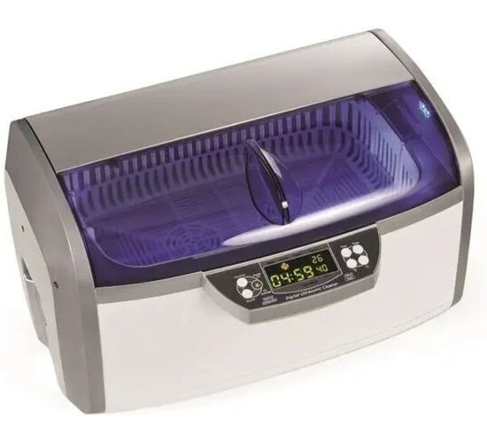 Perel Nettoyeur à ultrasons 6 L - Fonction dégazage - Vanne de vidange - Minuterie et température réglables - Panier amovible et porte-montre - Usage professionnel - 310 W, 35 kHz - Blanc