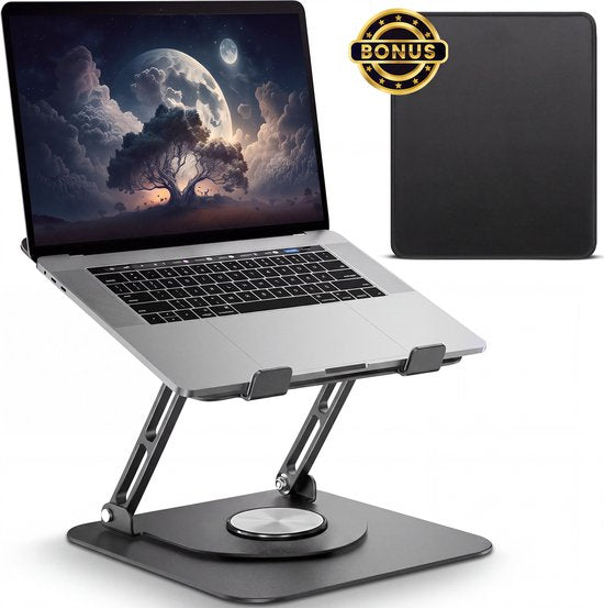 Support pour ordinateur portable Villux ergonomique - Support pour ordinateur portable réglable - Support pour ordinateur portable - Rehausseur pour ordinateur portable - Support pour ordinateur portable pliable - E-book inclus - Tapis de souris inclus