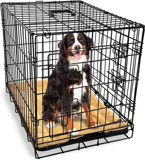 Gopets Dog Bench Foldable XL - Banc - Pour chiens - Coussin pour chien inclus - 2 portes - 107 x 71 x 76 cm