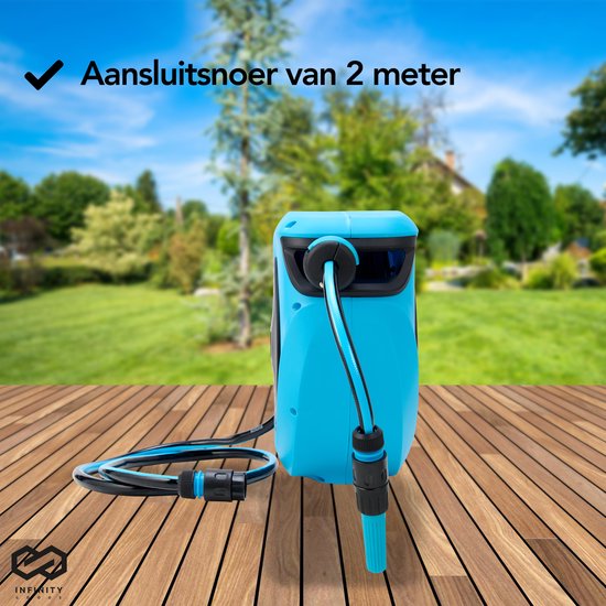 Infinity Goods Wandslangbox - 20 Meter - Slanghouder - Tuinslang Met Haspel - 180° Draaibaar - Automatisch - Slanghaspel