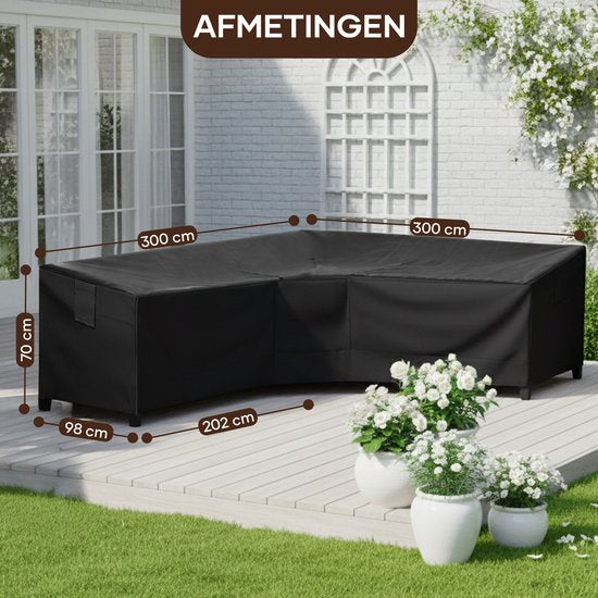 Housse de protection Villux pour banc de jardin - Housse de protection pour mobilier de jardin - Housse pour mobilier de jardin - Housse pour salon de jardin - Salon de jardin - Imperméable - Housse pour salon de jardin - 420D - 300/98 x 300/98 x 70 cm