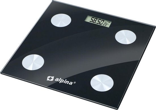 Balance intelligente Alpina - avec analyse corporelle : pourcentage de graisse et IMC - Bluetooth - avec application - Noir