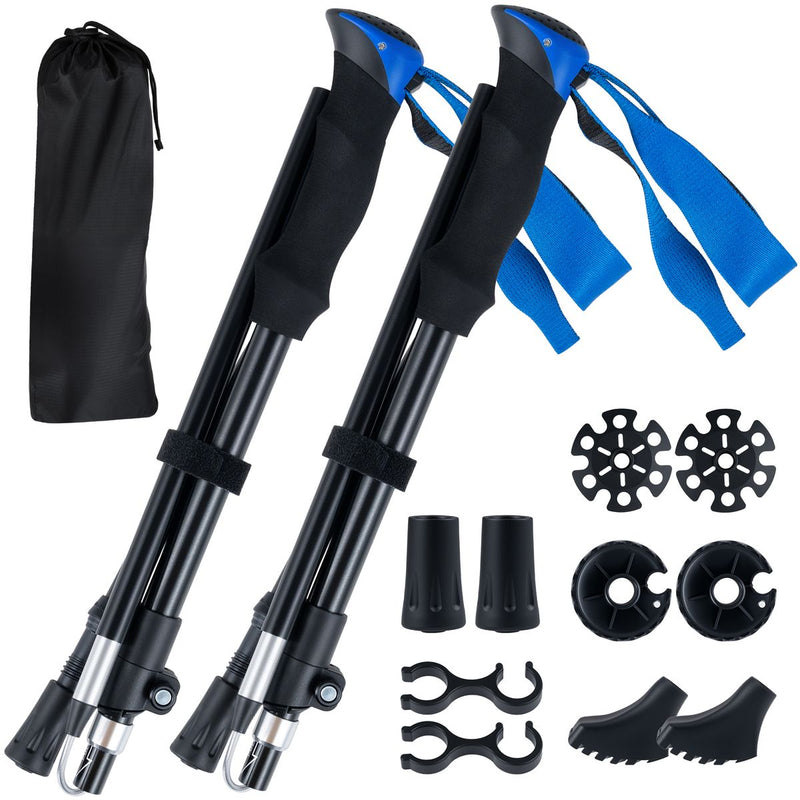 Canne de marche pliable Coast - avec verrouillage rapide - réglable de 166 à 195 cm - bleue