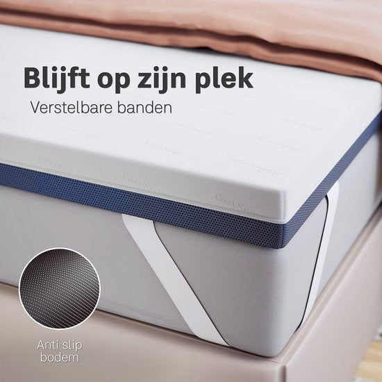 CozySense® DualFeel Topper Mattress 180x200 - Sur-matelas - Sur-matelas - Avec face chaude et face froide - CertiPUR® - Fermeté - 7.5 cm - Housse lavable