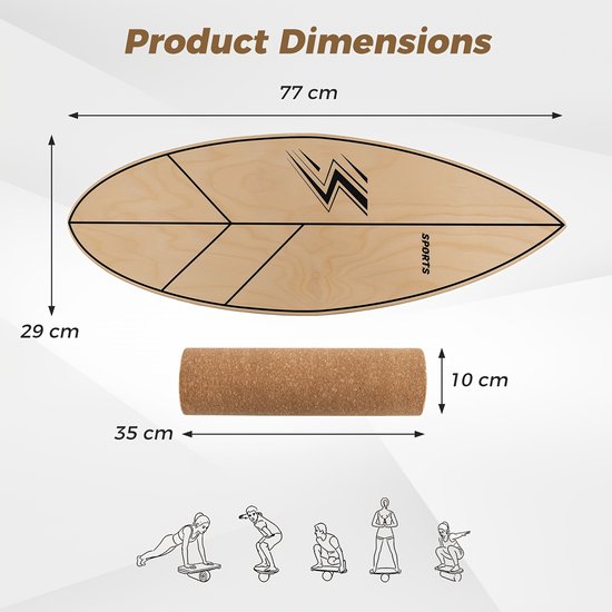 House of Balance - Planche d'équilibre - Balance Board - Planche d'équilibre de surf - Entraîneur de surf - Planche de surf - Planche instable - Bois