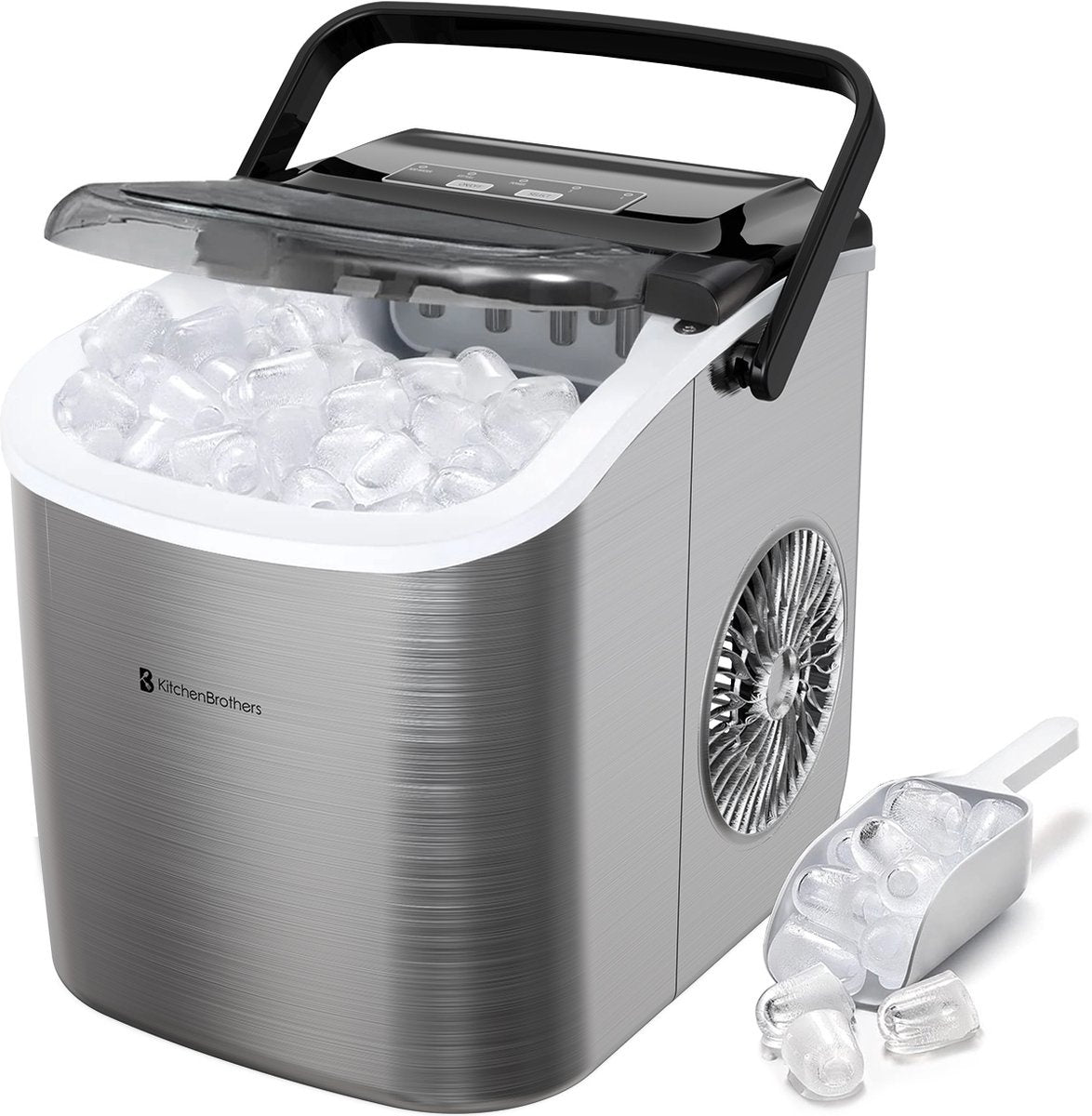 Machine à glaçons - KitchenBrothers - 1.2L - réglable sur deux tailles- acier inoxydable