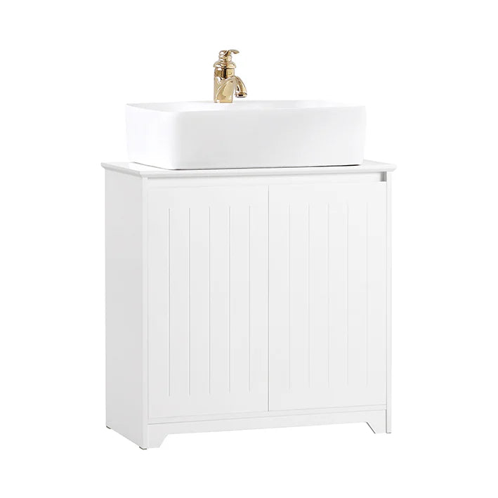 SoBuy - Meuble évier - Meuble de salle de bain blanc - 60x60x30cm - Blanc - BZR108-W