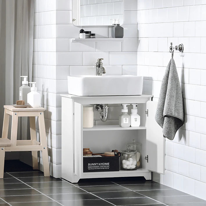 SoBuy - Meuble évier - Meuble de salle de bain blanc - 60x60x30cm - Blanc - BZR108-W