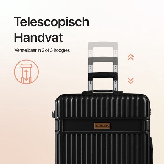 SKYCASES Valise de voyage à coffre - Classic Heritage - Valise extra-large - 110L - Serrure TSA - Trolley léger - 78x44x36 cm - Valise à roulettes à coffre - Roues pivotantes - Noir