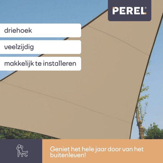 Perel Toile d'ombrage, perméable à l'eau, perméable à l'air, 5 x 5 x 5 m, 180 g/m², HDPE, triangle, champagne