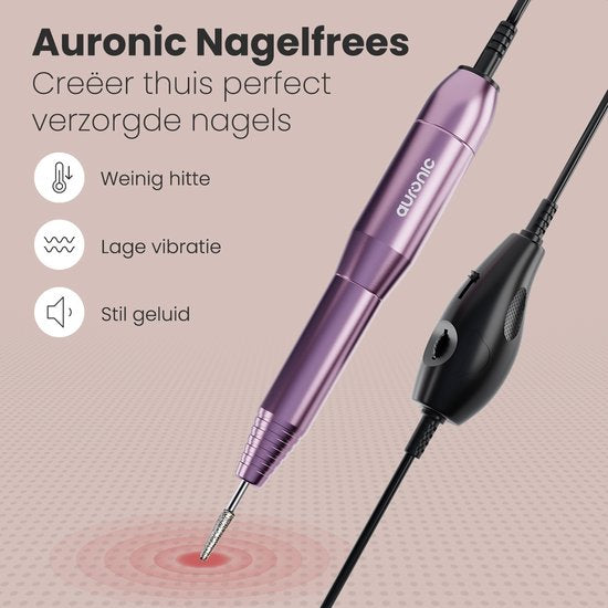 Auronic Electric Nail Router / Nail File - 11 embouts et 56 rouleaux de ponçage - Manucure / Pédicure - Rose
