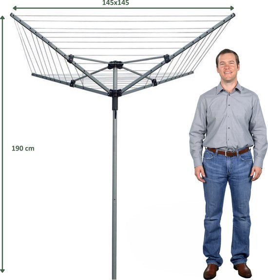 BRASQ Drying Tower Grey - 40 metres - Tour de séchage pliable - Tour de séchage avec ancrage au sol et housse de protection - Support de séchage