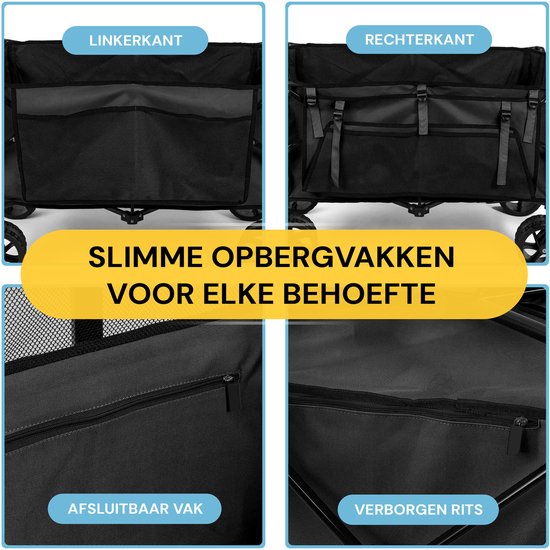 Mr Fold Bolderkar - XL - Pliable - Capacité de transport 100L - 100KG - Noir - Garantie 5 ans