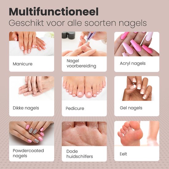 Auronic Electric Nail Router / Nail File - 11 embouts et 56 rouleaux de ponçage - Manucure / Pédicure - Rose