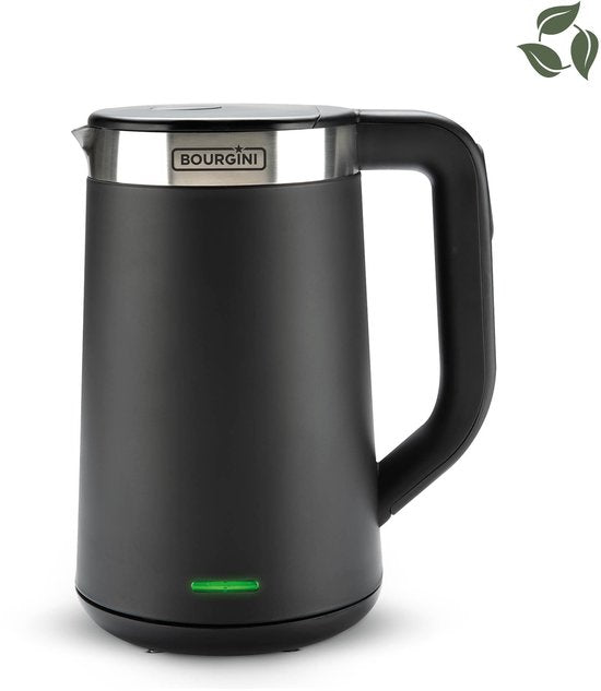 Bourgini Elements - Bouilloire numérique - Noir - Capacité de 1,7 litre - Matériaux recyclés certifiés GRS