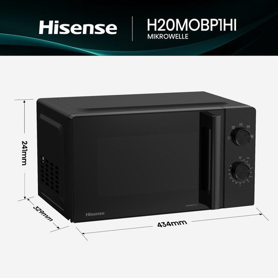 Hisense H20MOBP1HI Noir Four à micro-ondes Solo Comptoir 20 l 700 W