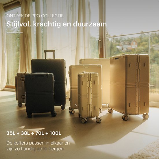 ONYX Hybrid Pro Check-in Suitcase Medium 70 Litres - Polycarbonate recyclé et design sans fermeture éclair - Valise de voyage avec serrure TSA et roues pivotantes - Trolley léger avec compartiment pour ordinateur portable - Desert Clay