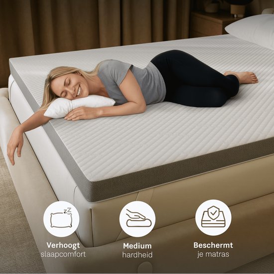 CozySense® CubeTech Topper Mattress 160x200 - Surmatelas - Surmatelas - 100+ Comfort Cubes - Soutien ergonomique - CertiPUR® - 7 CM - Housse lavable