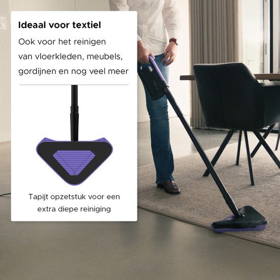 Motionflow 16-in-1 Nettoyeur vapeur - Nettoyeur de taches - Nettoyeur vapeur à main pour le nettoyage en profondeur du sol, du canapé, de la salle de bain et du tapis - Balai vapeur - Nettoyeur de tapis - Nettoyeur vapeur noir