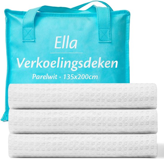 Ella Couverture rafraîchissante 135x200 cm - 100% Bio-Tencel - Couverture auto-refroidissante - Couverture rafraîchissante - Couette d'été - Blanc nacré