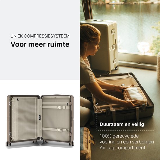 ONYX Hybrid Pro Check-in Suitcase Medium 70 Litres - Polycarbonate recyclé et design sans fermeture éclair - Valise de voyage avec serrure TSA et roues pivotantes - Trolley léger avec compartiment pour ordinateur portable - Desert Clay