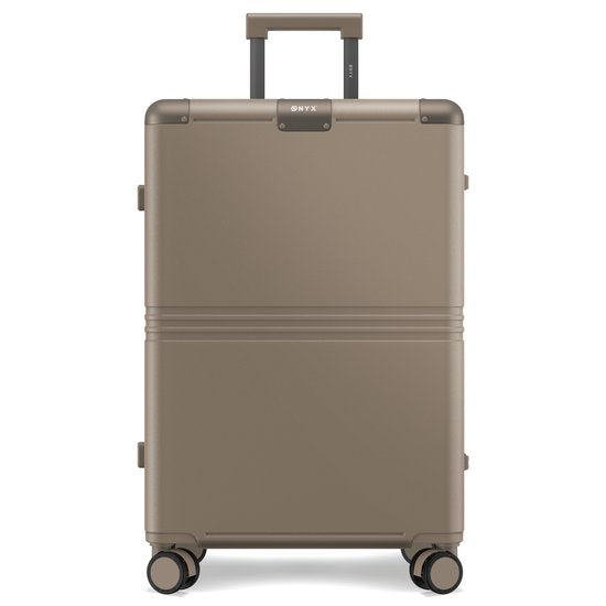 ONYX Hybrid Pro Check-in Suitcase Medium 70 Litres - Polycarbonate recyclé et design sans fermeture éclair - Valise de voyage avec serrure TSA et roues pivotantes - Trolley léger avec compartiment pour ordinateur portable - Desert Clay