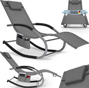 tectake® Lounger Taya - Chaise longue ergonomique pour le jardin, la terrasse, le balcon - Fauteuil de relaxation avec fonction de balancement - Chaise de jardin avec accoudoirs confortables, appui-tête et compartiment de rangement - Résistant aux intempé