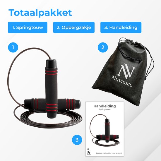 Nuvance - Corde à sauter sportive professionnelle - réglable - adultes et enfants - Corde à sauter - Speedrope