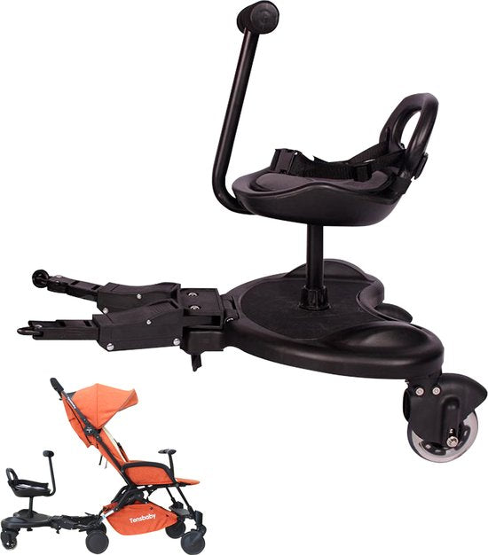 HeppieBabie - Ride-along Board Deluxe - With Seat - For Pram/Buggy - Buggy Board - With Ebook - Universal