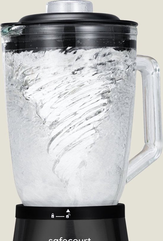 Safecourt Kitchen Blender - Blender puissant de 1200 watts avec gobelet To-Go - 3 supports - Noir