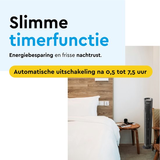 BRASQ Ventilateur de tour F500 - 80 cm de haut - noir - silencieux - avec télécommande - minuterie et mode veille - ventilateur de sol - 50W - pour chambre à coucher et bureau