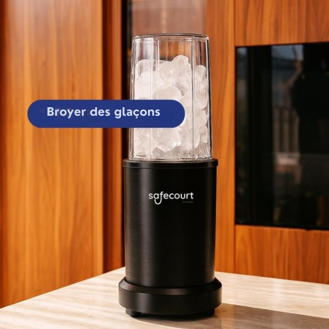 Mixeur - Safecourt Kitchen - Smoothie Blender - Blender 1200W - Incl. des gobelets à emporter - Noir