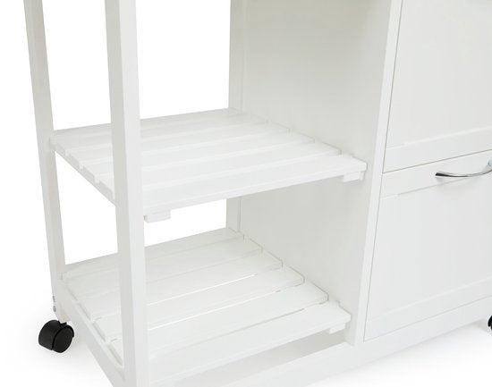 Lifa Living Chariot de cuisine Sophie - Roues - Chariot de service - Blanc - 67x37x84(LxLxH)