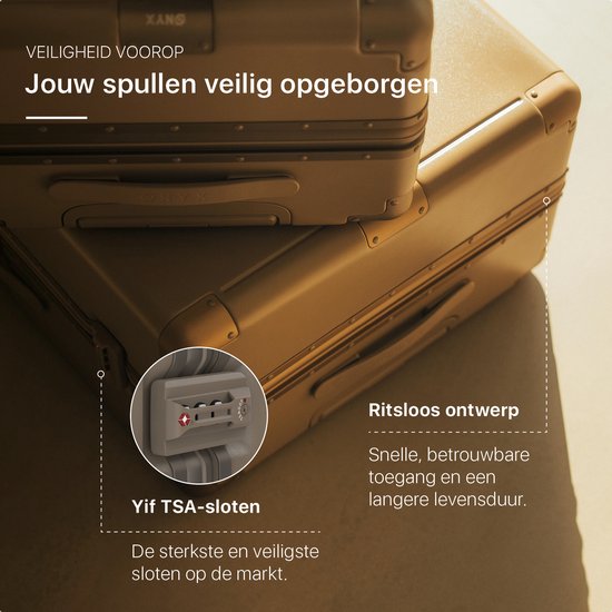 ONYX Hybrid Pro Check-in Suitcase Medium 70 Litres - Polycarbonate recyclé et design sans fermeture éclair - Valise de voyage avec serrure TSA et roues pivotantes - Trolley léger avec compartiment pour ordinateur portable - Desert Clay