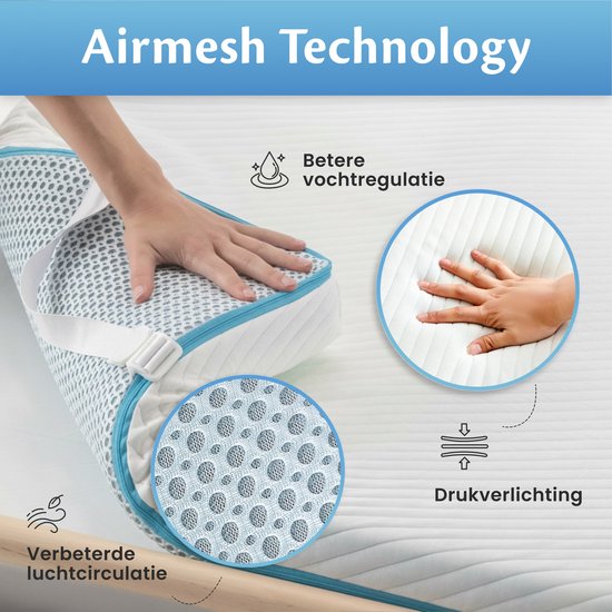 Ella Firm Topper 180x200 cm - 7CM Mattress Top Cover Mattress - Surmatelas en mousse à mémoire de forme infusée de gel et mousse Aircell - Fermeté Firmness