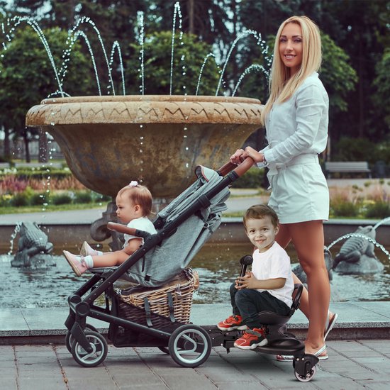 HeppieBabie - Ride-along Board Deluxe - With Seat - For Pram/Buggy - Buggy Board - With Ebook - Universal