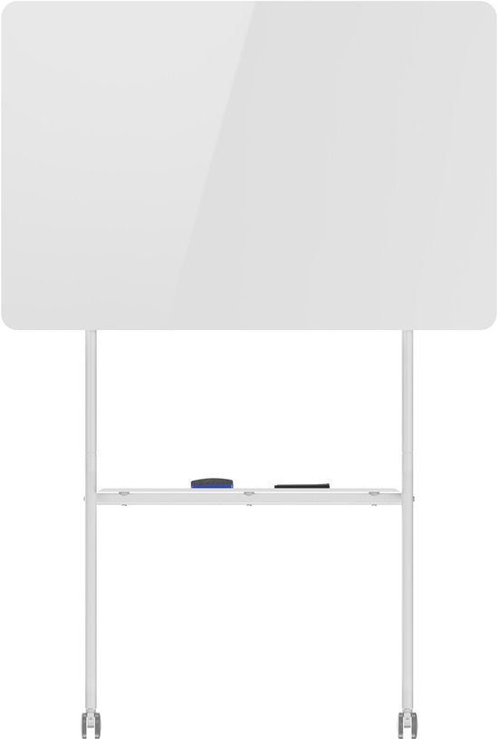 DMV - Tableau blanc - Tableau blanc sur roulettes - Tableau blanc avec étagère - Tableau blanc simple face