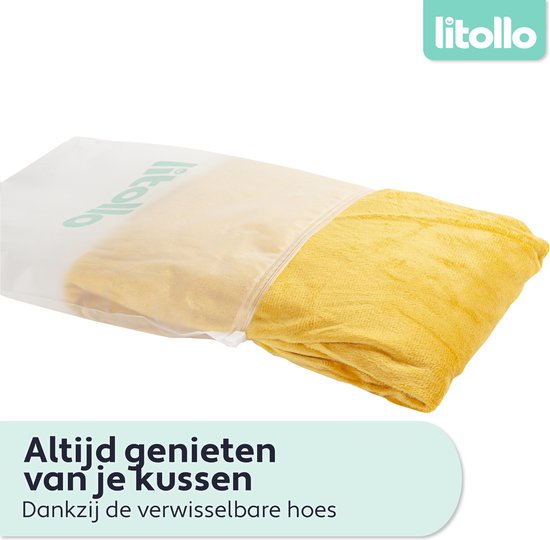 Litollo® Coussin de grossesse (forme en J) - Coussin d'allaitement - Coussin corporel - Oreiller latéral - Oreiller corporel - Housse en polaire douce XXL 145cm - Jaune ocre