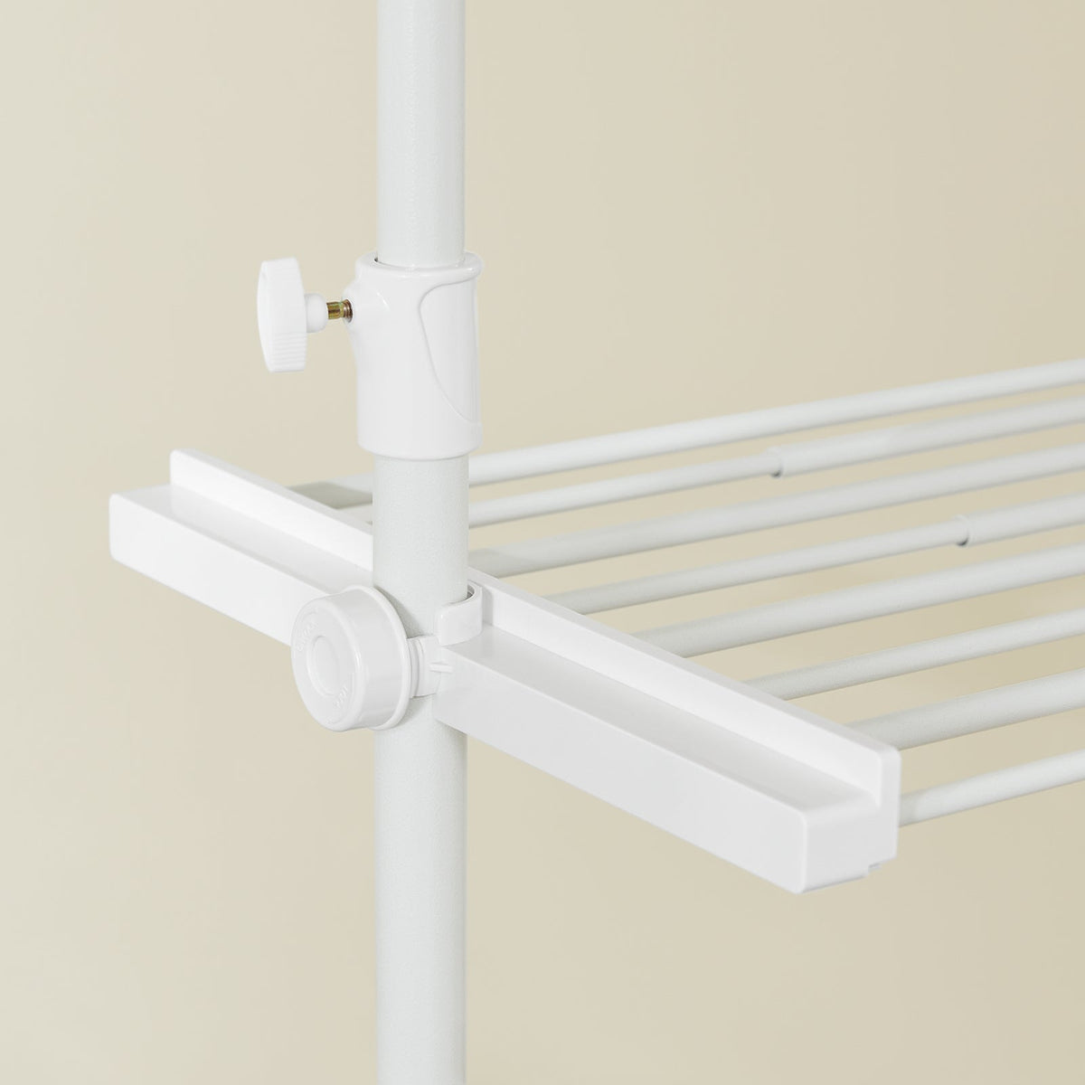 SoBuy FRG34-II-W Porte-vêtements télescopique réglable blanc - 147-195 x 200-295 cm - Placard ouvert avec tringles et étagères