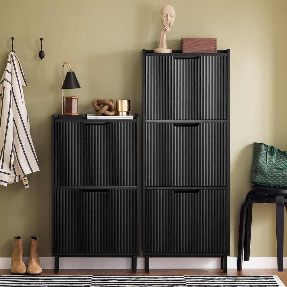 SoBuy Meuble à chaussures avec 3 abattants Meuble à chaussures étroit Meuble à chaussures avec 6 étagères Meuble de rangement pour chaussures Meuble de rangement pour chaussures