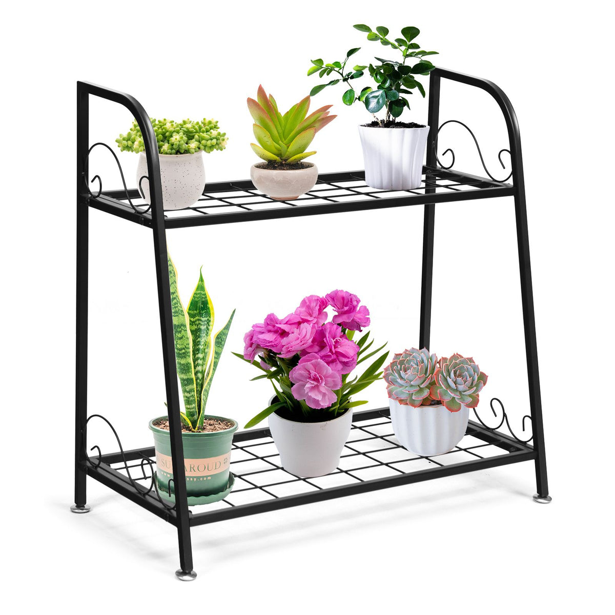 Coast Metal Plant Rack - 2 Tiers - 63 x 30.5 x 61.5 cm - Noir