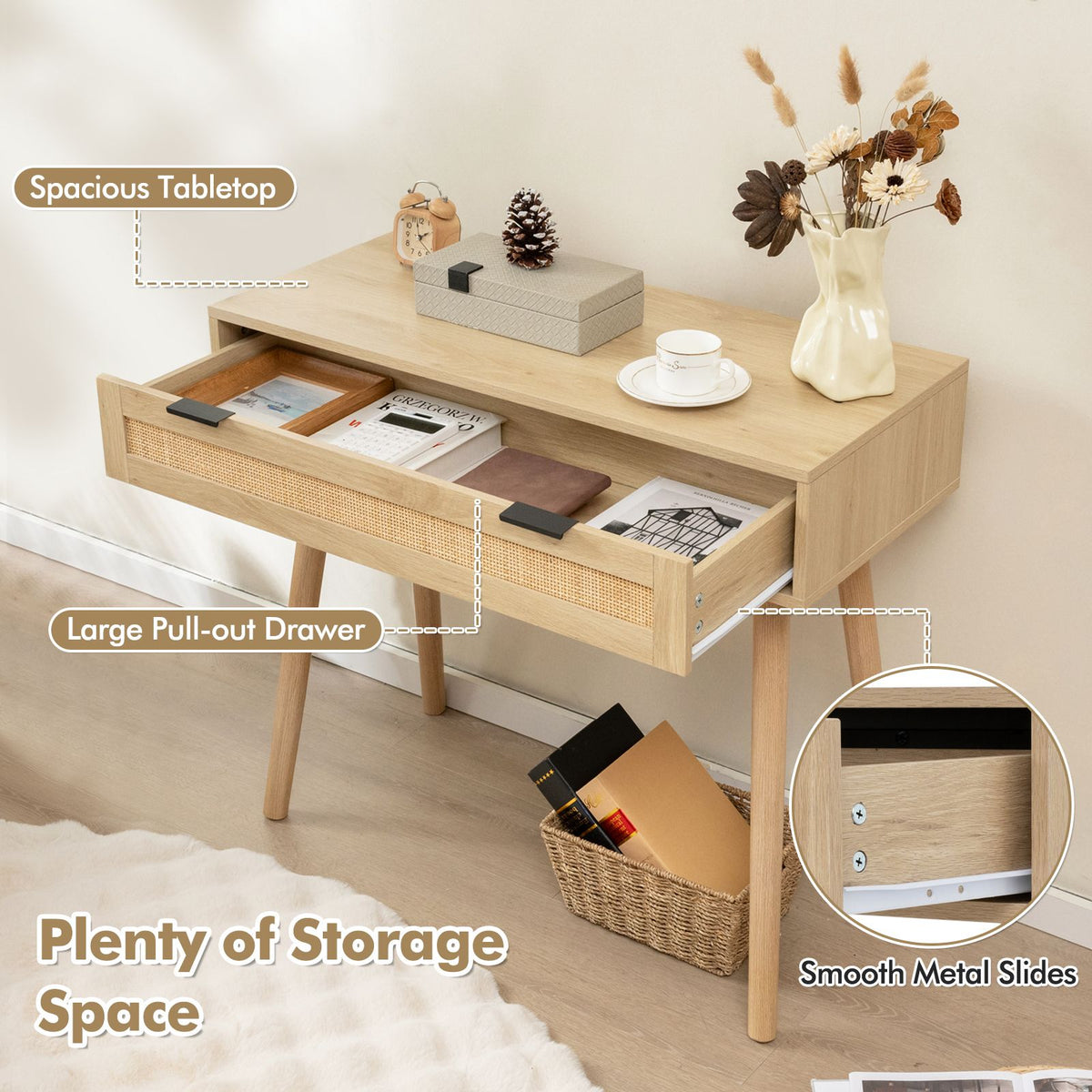 Table console Coast avec tiroir - Max. 60 kg - 88 x 40 x 77 cm - aspect naturel