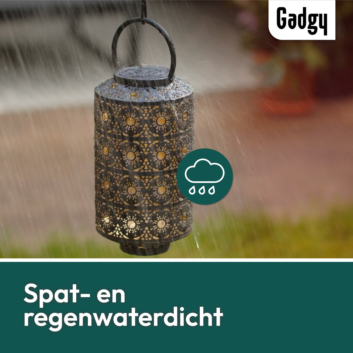 Gadgy Lampe solaire de jardin Lampe de table Maya XL - Lampe d'extérieur Terrasse & Balcon - Lampe solaire de jardin - Lampe solaire de jardin - Lampe solaire Led d'extérieur - Lanterne Windlight Hanging - Lampes de jardin - Bronze / Gold