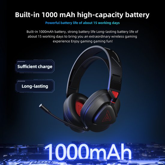 Casque de jeu sans fil TAIDU THS318 2,4 GHz - Casque circum-auriculaire - avec microphone - Compatible PC/PS4/PS5, Nintendo Switch - Noir