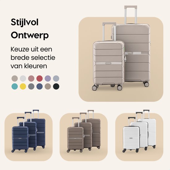 SKYCASES Urban Adventurer - Grande valise de voyage - Serrure à combinaison - 49 x 30 x 75 cm - 110 L - Grande valise à roulettes XL - Roulettes Spinner et cadenas - Beige