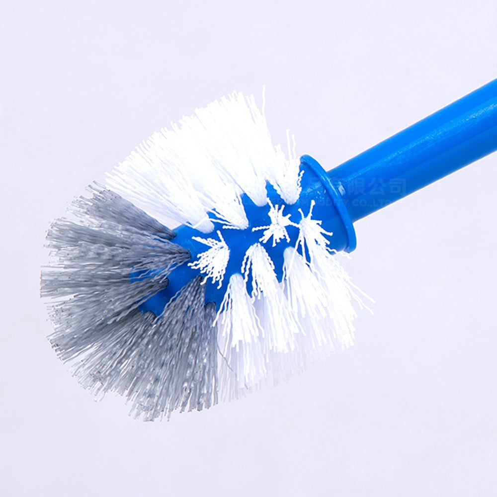 Brosse de toilettes bleue de 37 cm avec des poils en PP de 25 mm et un support, socle de 11,5 x 11,5 cm