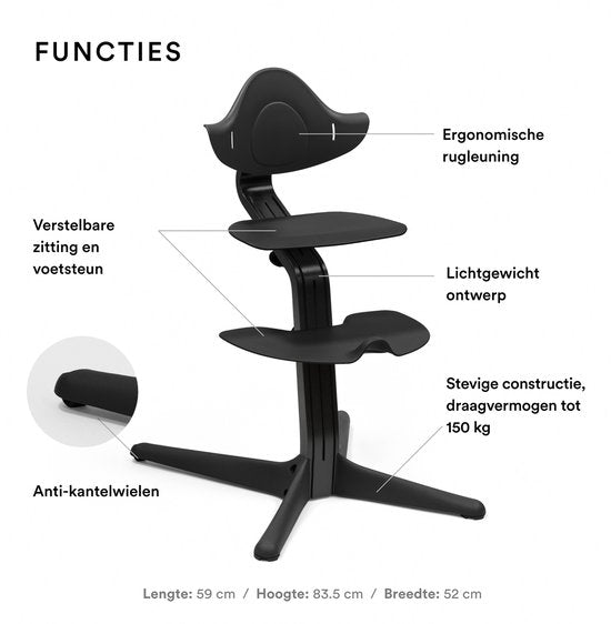 Chaise haute Stokke® Nomi® - Beech Black - Noir